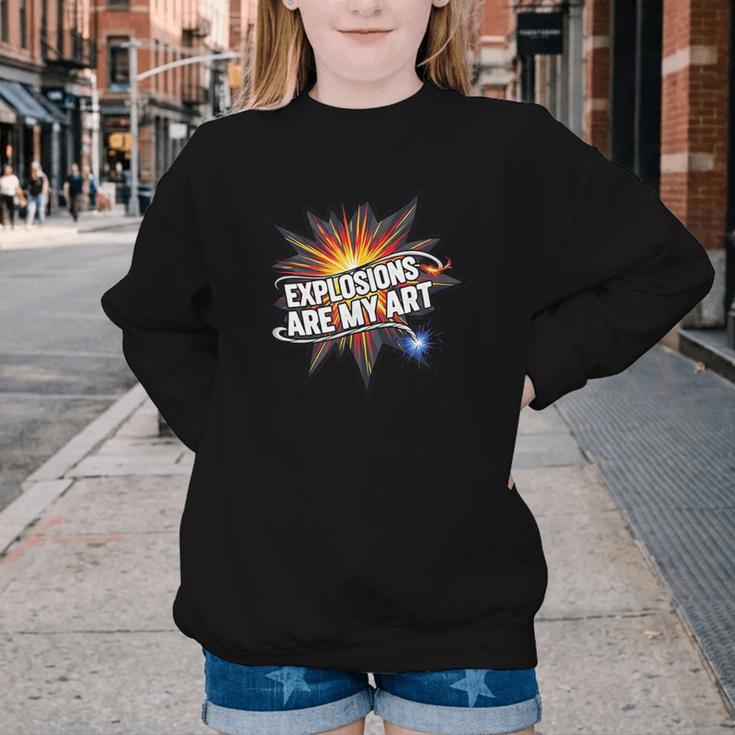 Explosions Are My Art Comic Book Boom Youth Crewneck Sweatshirt