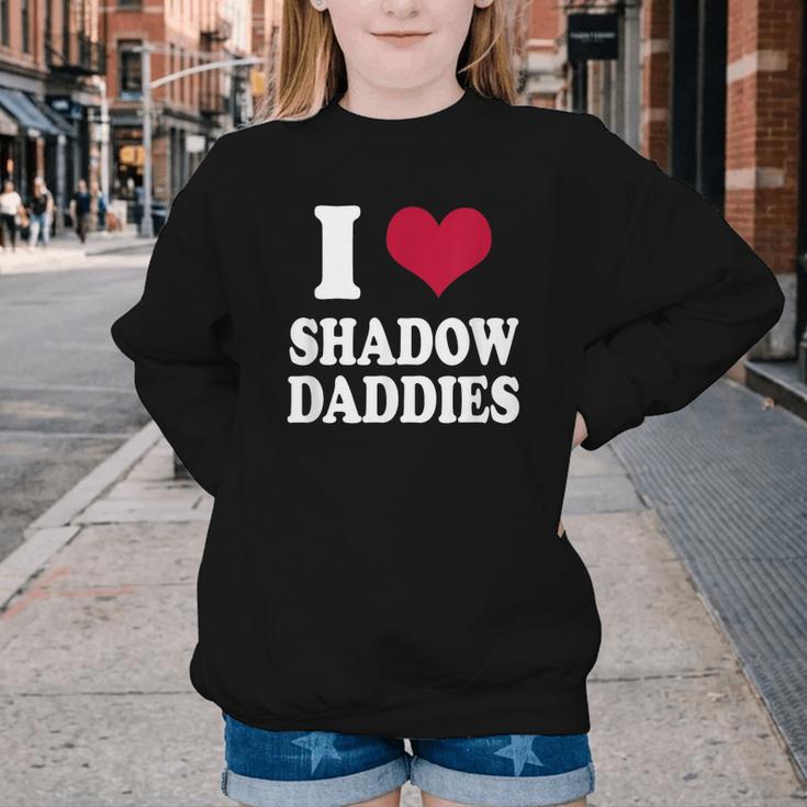 Fantasy Romantasy Book Lover I Love Heart Shadow Daddies Youth Crewneck Sweatshirt
