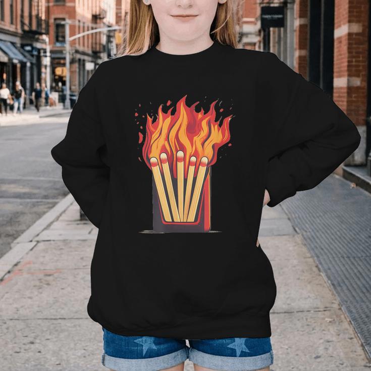 Flames And Lighter Costume For Matchbook Lovers Youth Crewneck Sweatshirt Flames And Lighter Costume For Matchbook Lovers Youth Crewneck Sweatshirt
