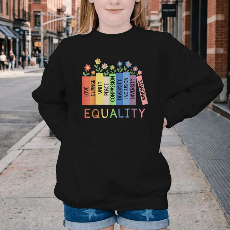 Floral Book Equality Human Rights Social Justice Peace Love Youth Crewneck Sweatshirt