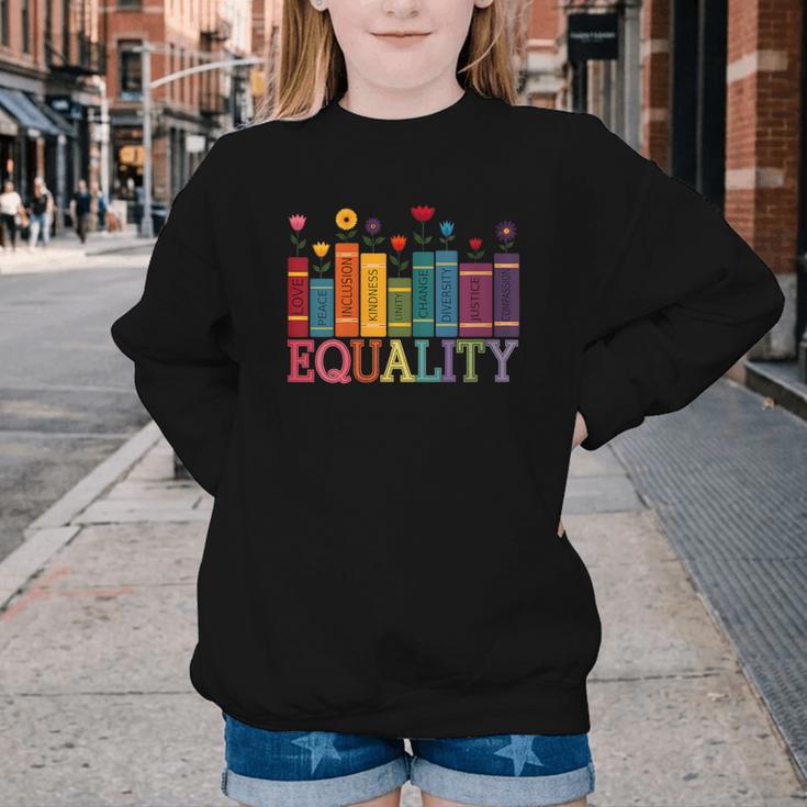 Floral Flower Book Equality Human Rights Women's Rights Youth Crewneck Sweatshirt