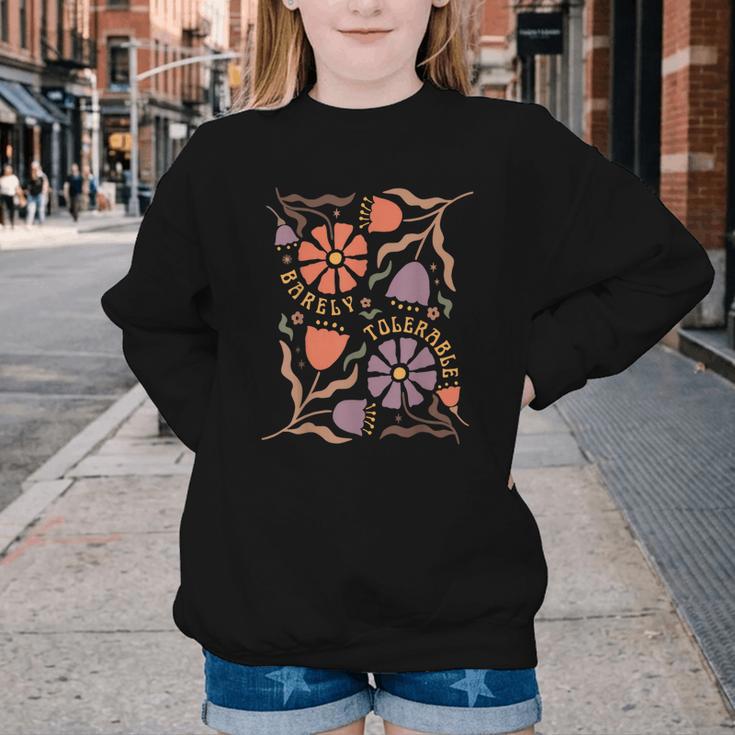 Floral Pride & Prejudice Barely Tolerable Book Lover Bookish Youth Crewneck Sweatshirt