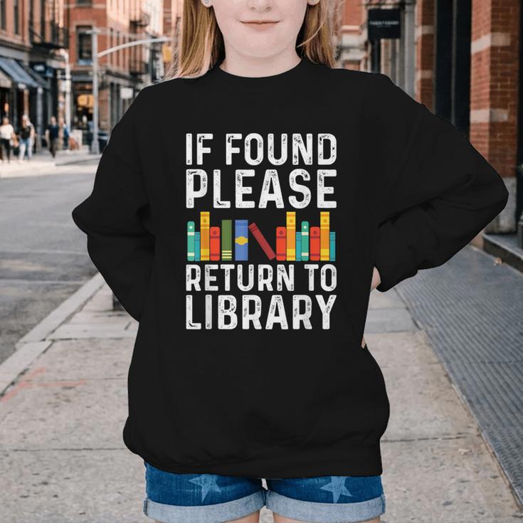 If Found Please Return To Library Book Lover Youth Crewneck Sweatshirt