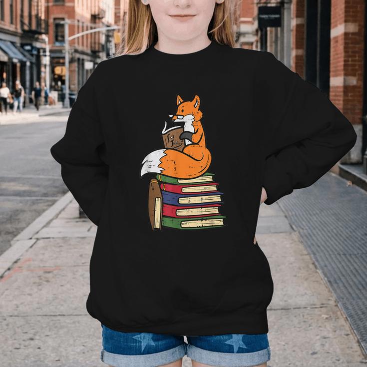 Fox Books Read Reading Librarian America Men Women Kids Youth Crewneck Sweatshirt