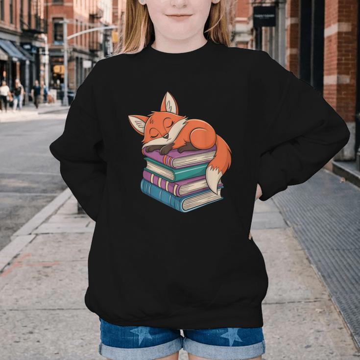 Fox Reading Book Pajama Sleep Youth Crewneck Sweatshirt