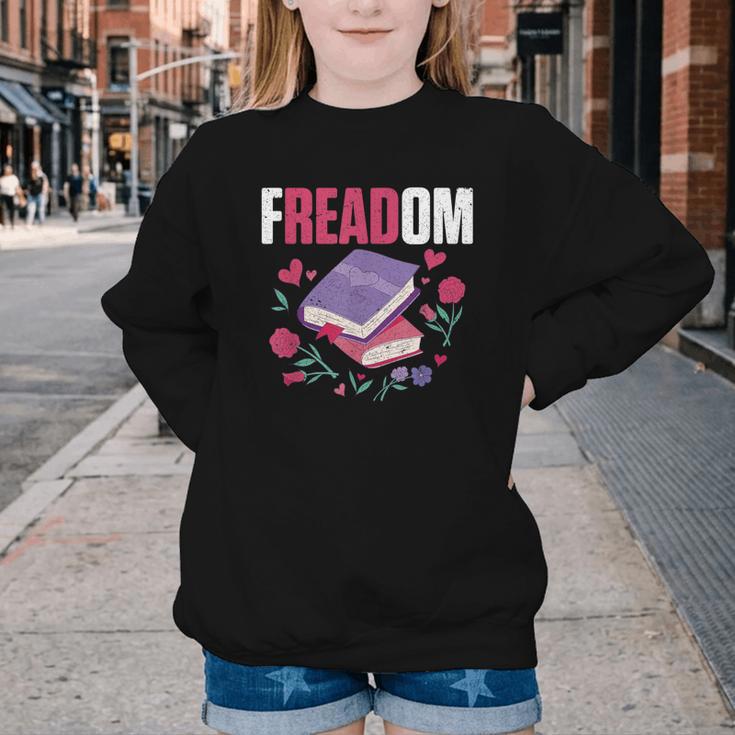 Freadom Anti Ban Books Freedom To Read Book Reading Youth Crewneck Sweatshirt
