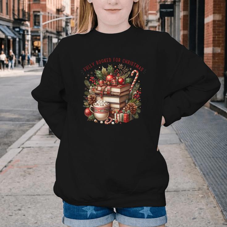 Fully Booked For Christmas Cozy Holiday Books Winter Reading Youth Crewneck Sweatshirt