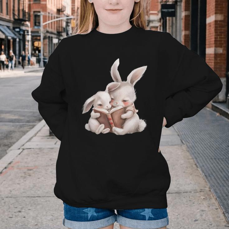 Funny Book Reading Quote For Women And Girls Rabbits Youth Crewneck Sweatshirt