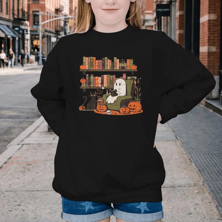 Ghost Library Reading Books Halloween Men Women Kids Youth Crewneck Sweatshirt Ghost Library Reading Books Halloween Men Women Kids Youth Crewneck Sweatshirt