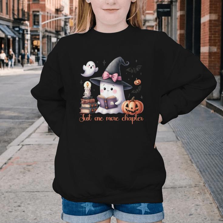 Ghost Reading Book Coquette Bow Halloween Girl Toddler Kid Youth Crewneck Sweatshirt Ghost Reading Book Coquette Bow Halloween Girl Toddler Kid Youth Crewneck Sweatshirt