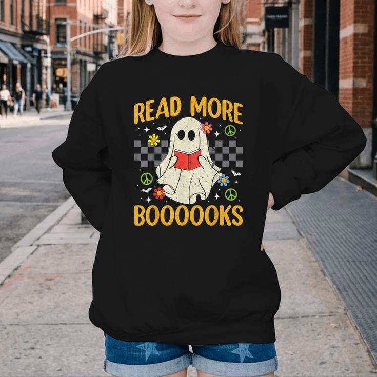 Ghost Reading Books Teacher Student Halloween Read More Book Youth Crewneck Sweatshirt Ghost Reading Books Teacher Student Halloween Read More Book Youth Crewneck Sweatshirt