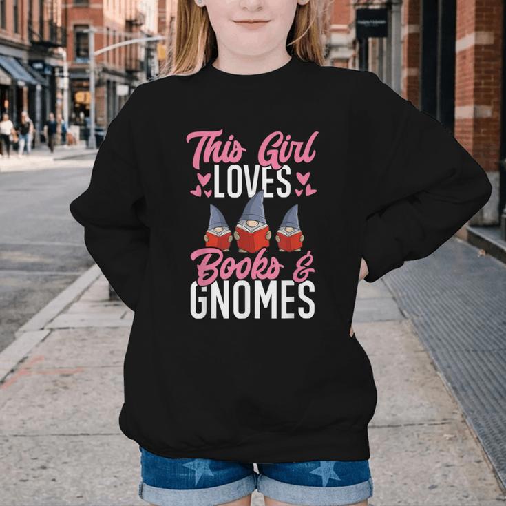 This Girl Loves Books And Gnomes Gardener Dwarf Garden Gnome Youth Crewneck Sweatshirt This Girl Loves Books And Gnomes Gardener Dwarf Garden Gnome Youth Crewneck Sweatshirt