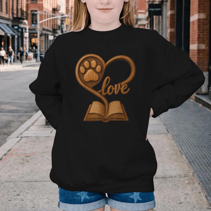 Girl Who Loves Dogs & Books Heart Dog Lover Reader Reeding Youth Crewneck Sweatshirt Girl Who Loves Dogs & Books Heart Dog Lover Reader Reeding Youth Crewneck Sweatshirt