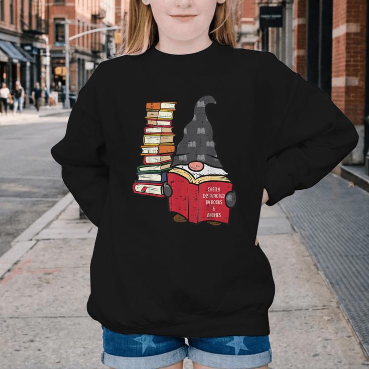 Gnome Read Reading Book Librarian Across America Women Kids Youth Crewneck Sweatshirt
