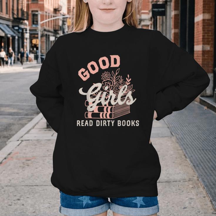 Good Girls Read Dirty Books Smutty Book Merch I Dont Watch Youth Crewneck Sweatshirt