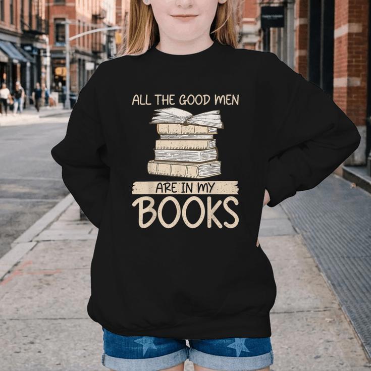 All The Good Men Are In My Books Romance Novel Youth Crewneck Sweatshirt