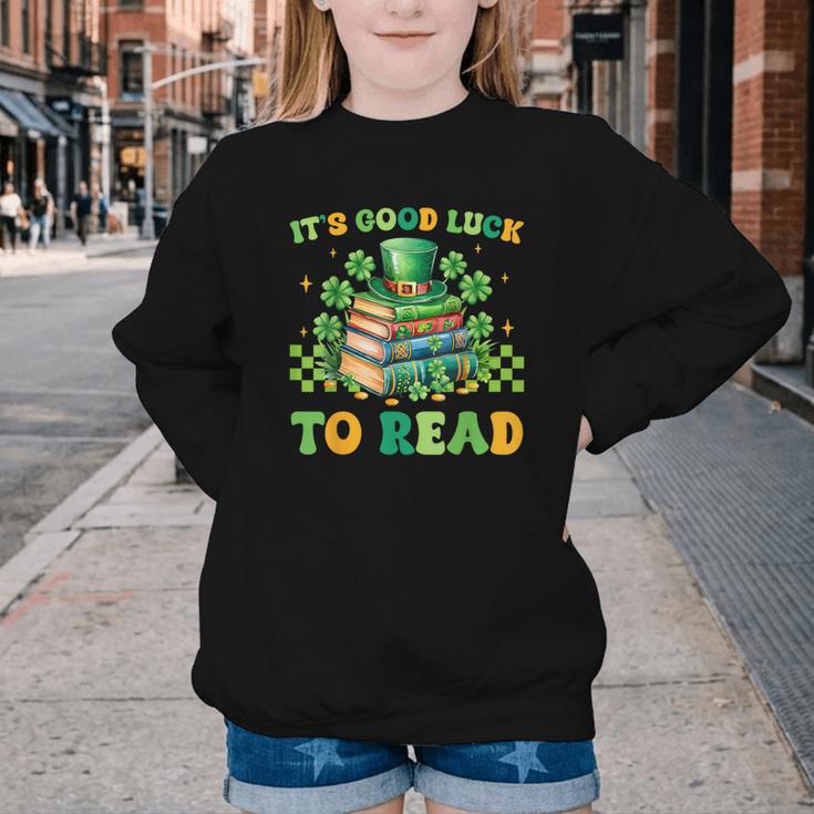 Goods Luck Read Librarian Book Patrick Days Shamrock Clover Youth Crewneck Sweatshirt Goods Luck Read Librarian Book Patrick Days Shamrock Clover Youth Crewneck Sweatshirt