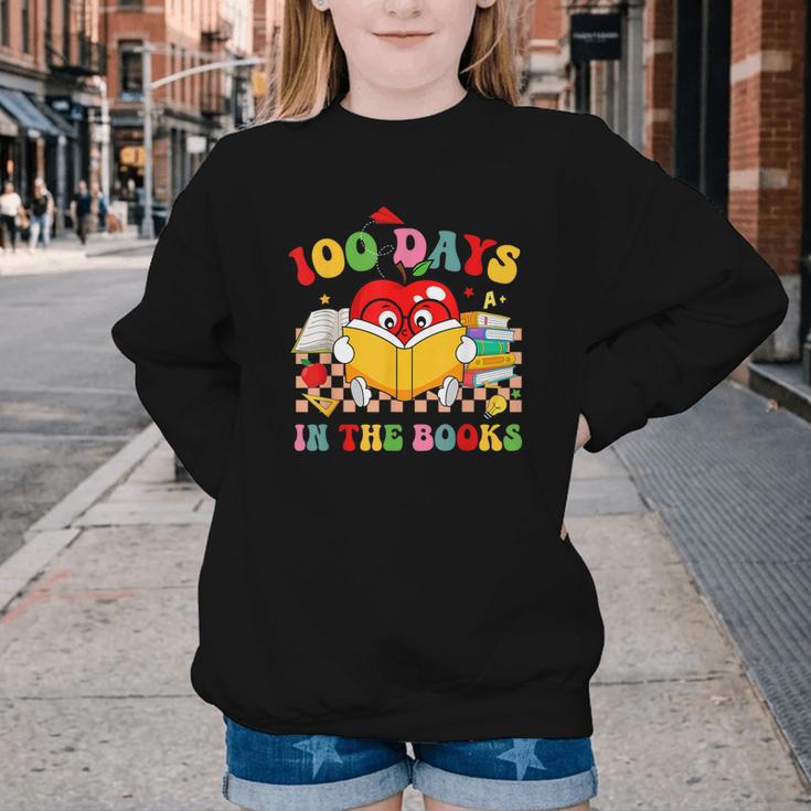 Groovy 100 Days In The Books Reading 100th Day Of School Youth Crewneck Sweatshirt