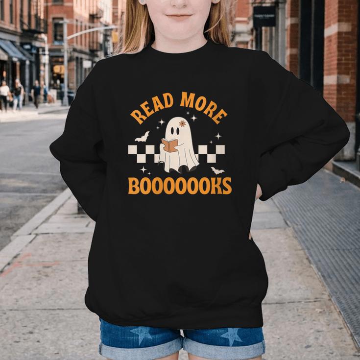 Groovy Halloween Teacher Spooky Read More Book Women Girl Youth Crewneck Sweatshirt