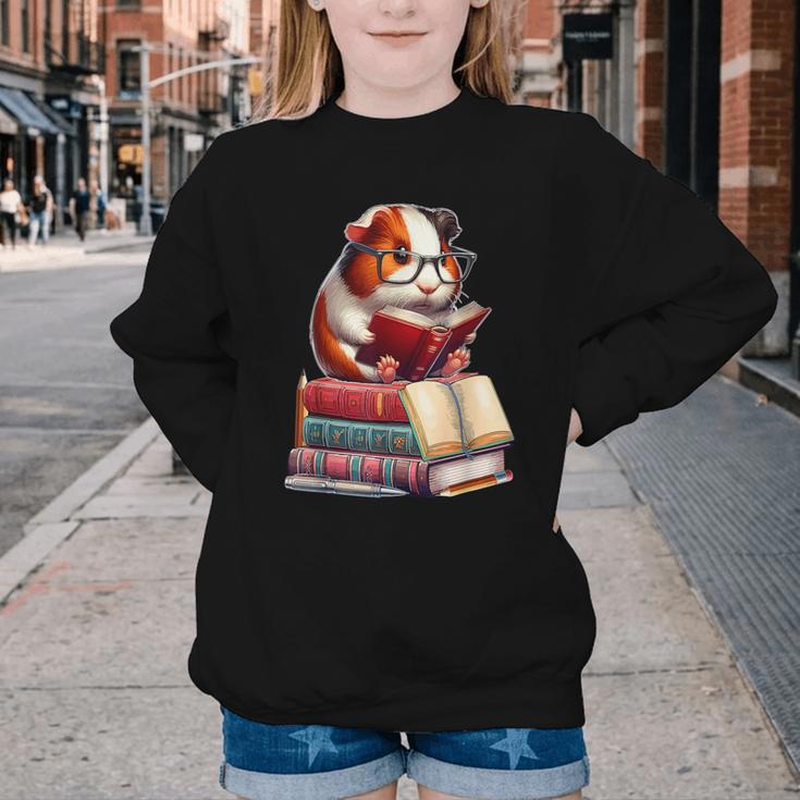 Guinea Pig Reading Books Matching Bookworm Readers Librarian Youth Crewneck Sweatshirt