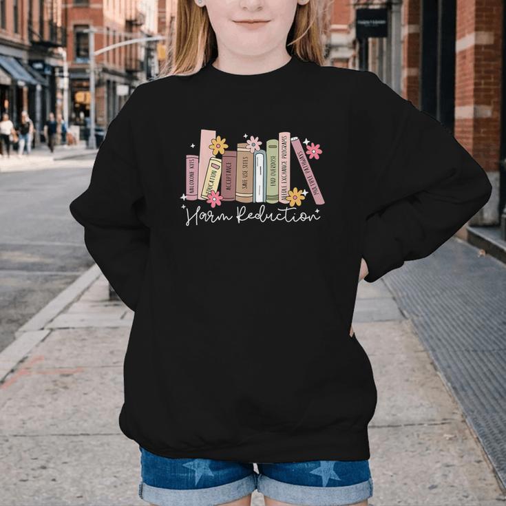 Harm Reduction Floral Book Overdose Awareness Nurse Youth Crewneck Sweatshirt Harm Reduction Floral Book Overdose Awareness Nurse Youth Crewneck Sweatshirt