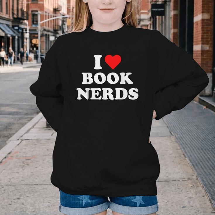 I Heart Book Nerds Book Readers Cute Youth Crewneck Sweatshirt