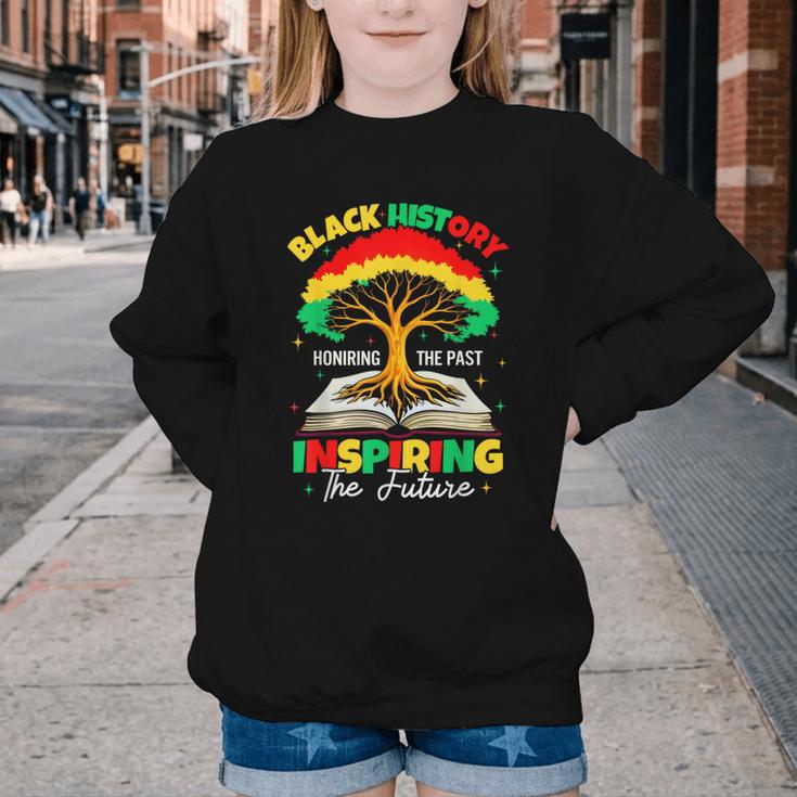 Honoring Past Inspiring Future History Month Book Tree Youth Crewneck Sweatshirt