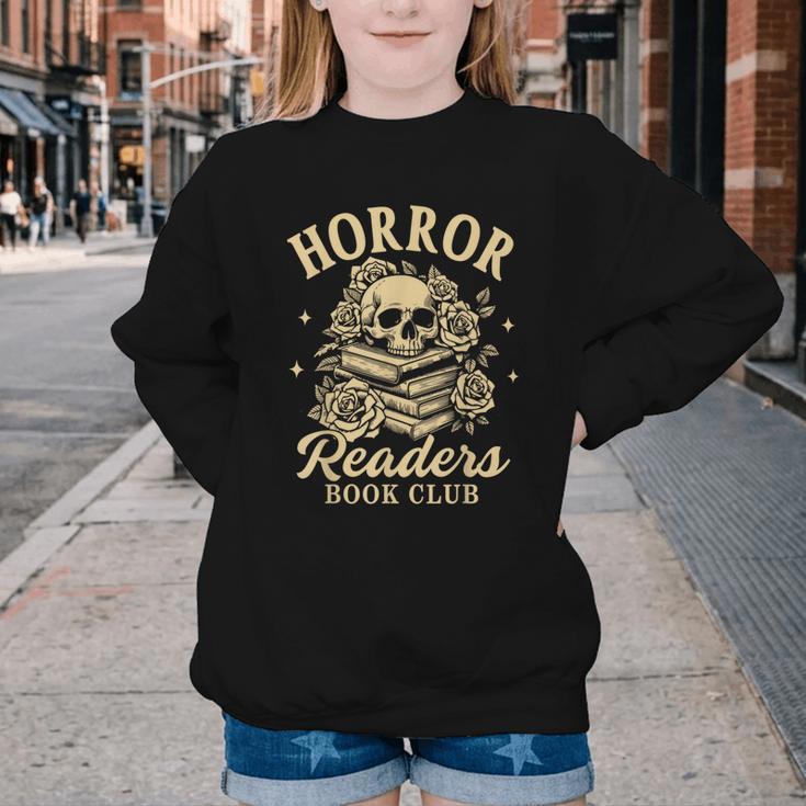 Horror Reading Spooky Vibes Bookish Horror Readers Book Club Youth Crewneck Sweatshirt