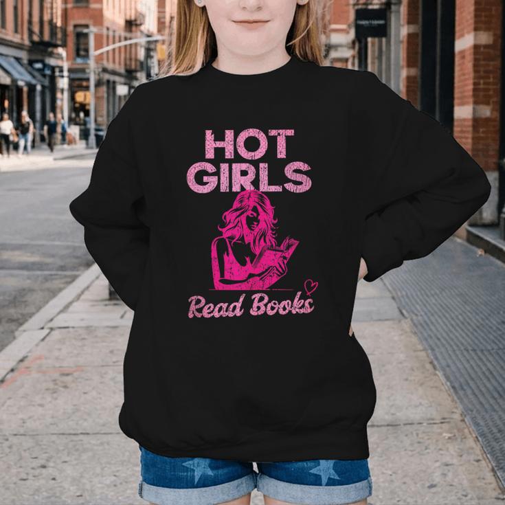 Hot Girls Read Books Cute Book Reader Women Youth Crewneck Sweatshirt