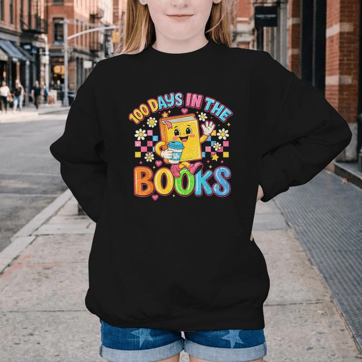 HUGvyn Preppy 100 Days In The Books Teacher Reading Coffee Youth Crewneck Sweatshirt HUGvyn Preppy 100 Days In The Books Teacher Reading Coffee Youth Crewneck Sweatshirt