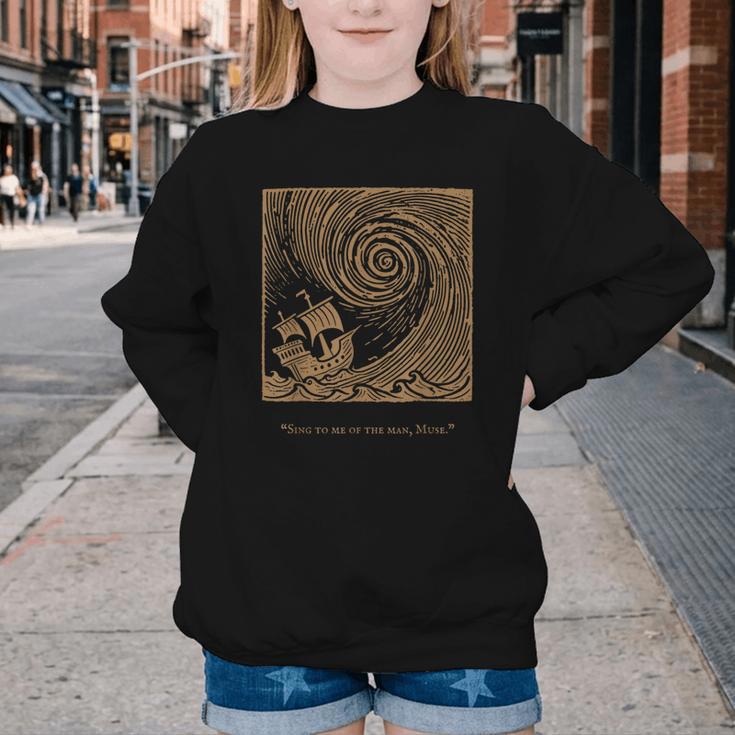 Iliad Odyssey Homer Ancient Greek History Book Odyssey Youth Crewneck Sweatshirt