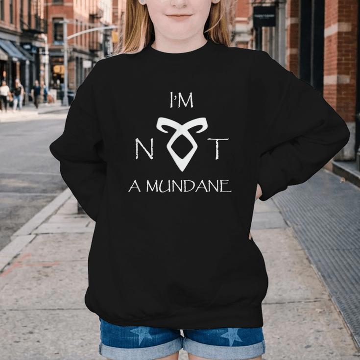 I'm Not a Mundane- Mortal Instruments Fantasy Book Lover Youth Crewneck Sweatshirt I'm Not a Mundane- Mortal Instruments Fantasy Book Lover Youth Crewneck Sweatshirt