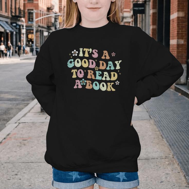 It's A Good Day To Read A Book Reading Librarian Teacher Kid Youth Crewneck Sweatshirt