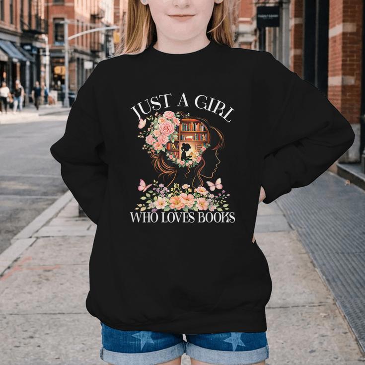 Just A Girl Who Loves Books Book Lover Reading For Women Youth Crewneck Sweatshirt Just A Girl Who Loves Books Book Lover Reading For Women Youth Crewneck Sweatshirt