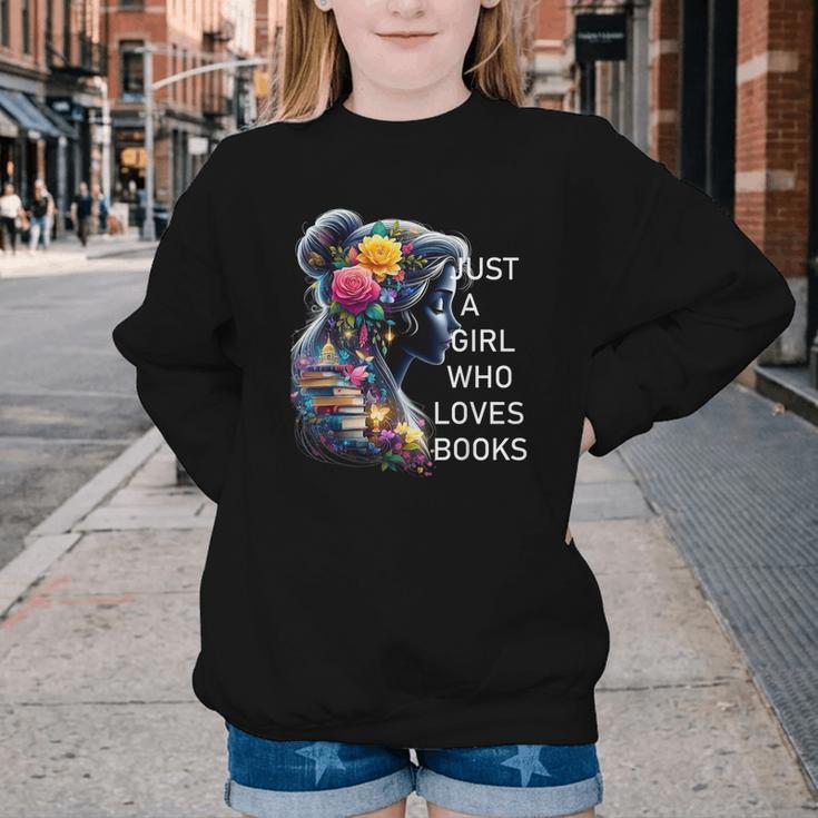 Just a Girl Who Loves Books Youth Crewneck Sweatshirt Just a Girl Who Loves Books Youth Crewneck Sweatshirt
