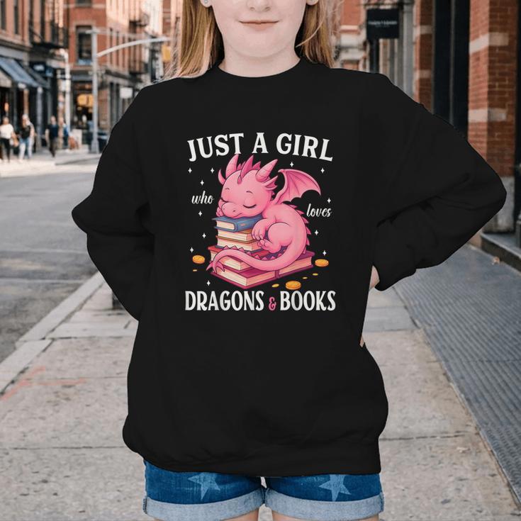 Just A Girl Who Loves Dragons And Books Dragon Reading Lover Youth Crewneck Sweatshirt Just A Girl Who Loves Dragons And Books Dragon Reading Lover Youth Crewneck Sweatshirt