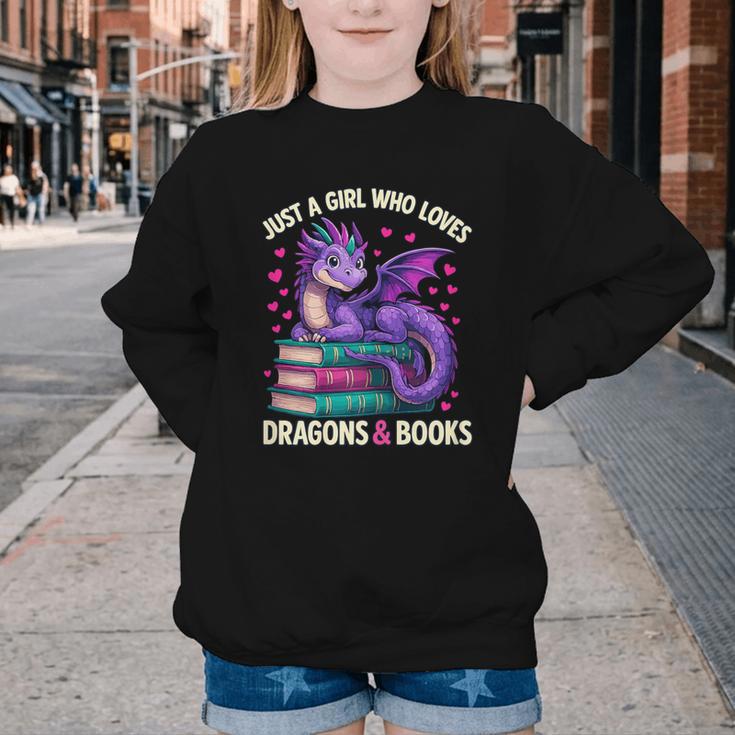 Just a Girl Who Loves Dragons And Books Reading Youth Crewneck Sweatshirt Just a Girl Who Loves Dragons And Books Reading Youth Crewneck Sweatshirt