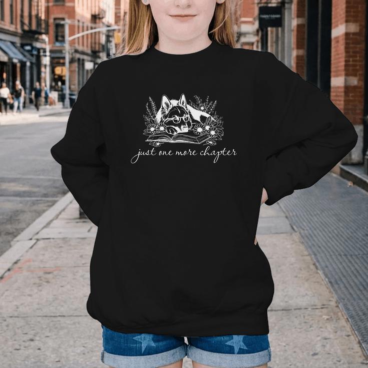 Just One More Chapter Dog German Shepherd Book Lover Youth Crewneck Sweatshirt