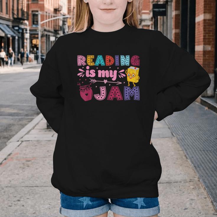 Kids Reading Book Lover Reading Is My Jam Youth Crewneck Sweatshirt