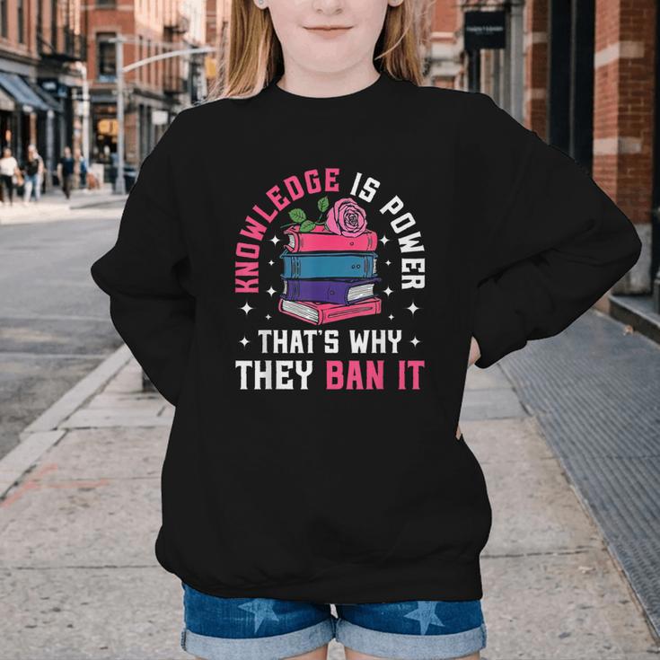 Knowledge Is Power Book Club Librarian Read Banned Books Youth Crewneck Sweatshirt Knowledge Is Power Book Club Librarian Read Banned Books Youth Crewneck Sweatshirt