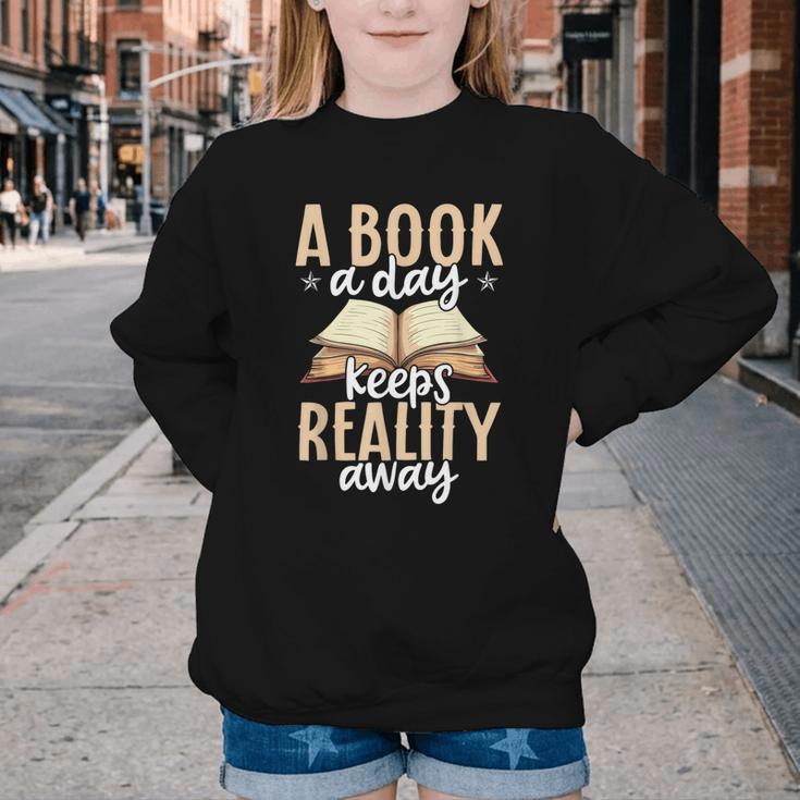 Librarian A Book A Day For Book Lover Reading Library Youth Crewneck Sweatshirt Librarian A Book A Day For Book Lover Reading Library Youth Crewneck Sweatshirt