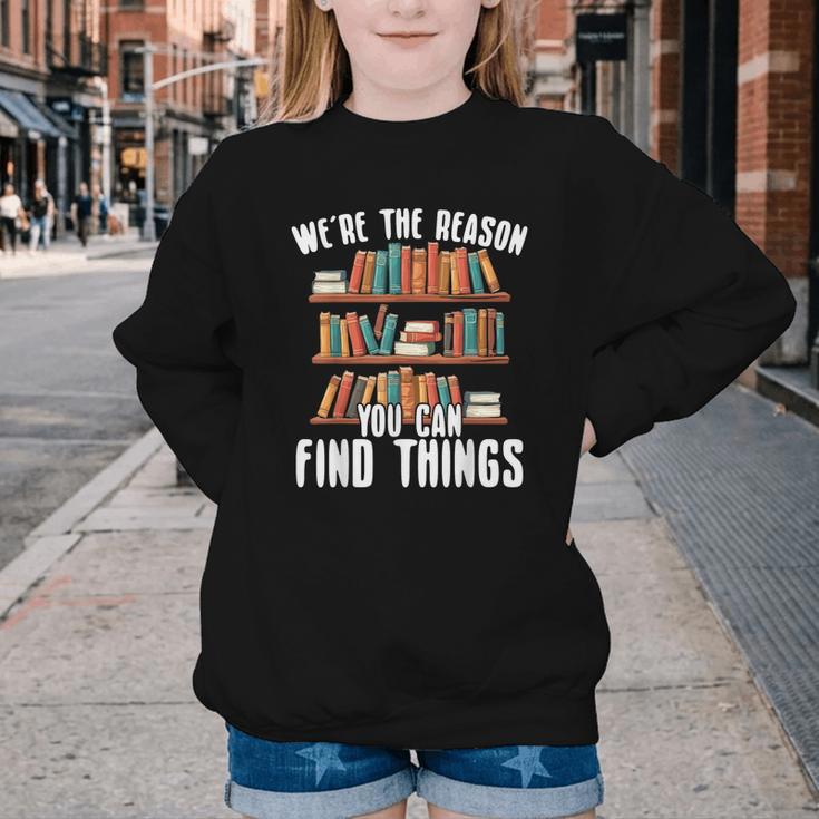 Librarian Reading Books Lover Library Youth Crewneck Sweatshirt