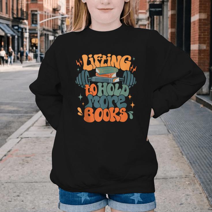 Lifting To Hold More Books Weightlifting Workout Bookish Youth Crewneck Sweatshirt