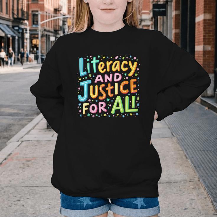 Literacy And Justice For All Protect Banned Books Library Youth Crewneck Sweatshirt