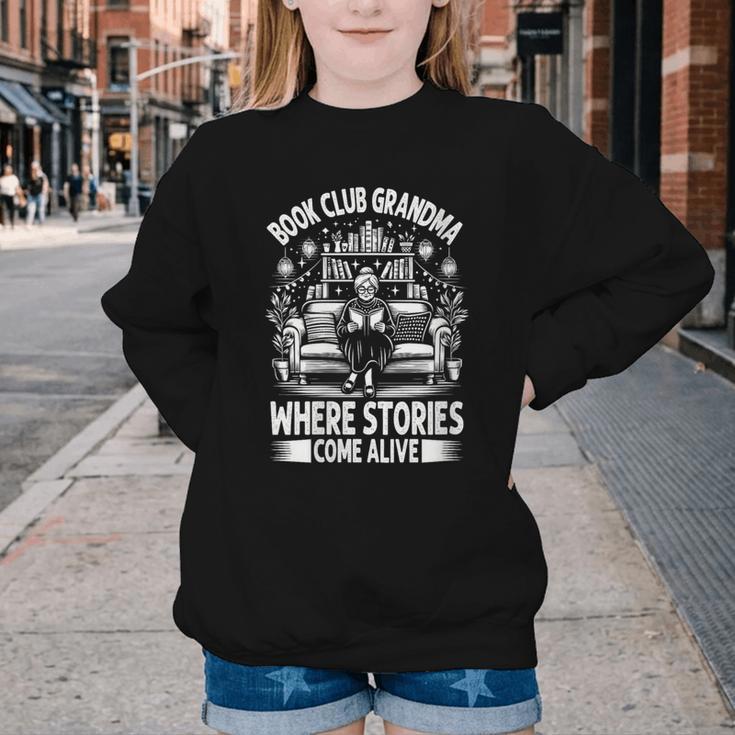 Literary Grandma Reading Club Book Lover Story Enthusiast Youth Crewneck Sweatshirt