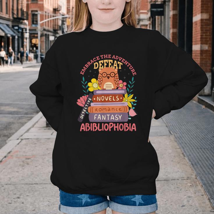 Literature Abibliophobia Book Reader Youth Crewneck Sweatshirt