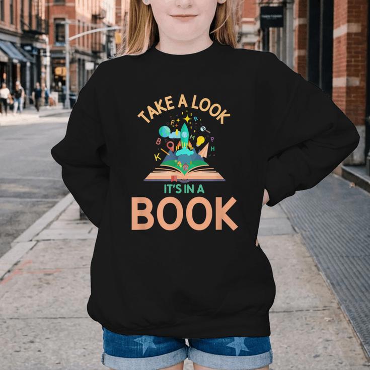 Take a Look It's In a Book Reading Teacher Book Lover Youth Crewneck Sweatshirt Take a Look It's In a Book Reading Teacher Book Lover Youth Crewneck Sweatshirt