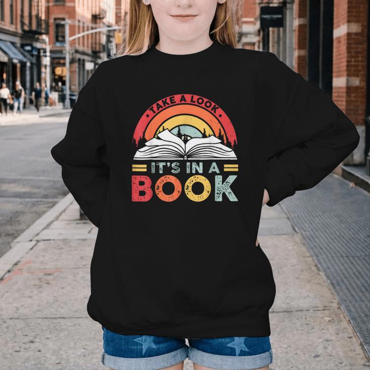 Take A Look It's In A Book Reading Book Vintage Rainbow Youth Crewneck Sweatshirt Take A Look It's In A Book Reading Book Vintage Rainbow Youth Crewneck Sweatshirt