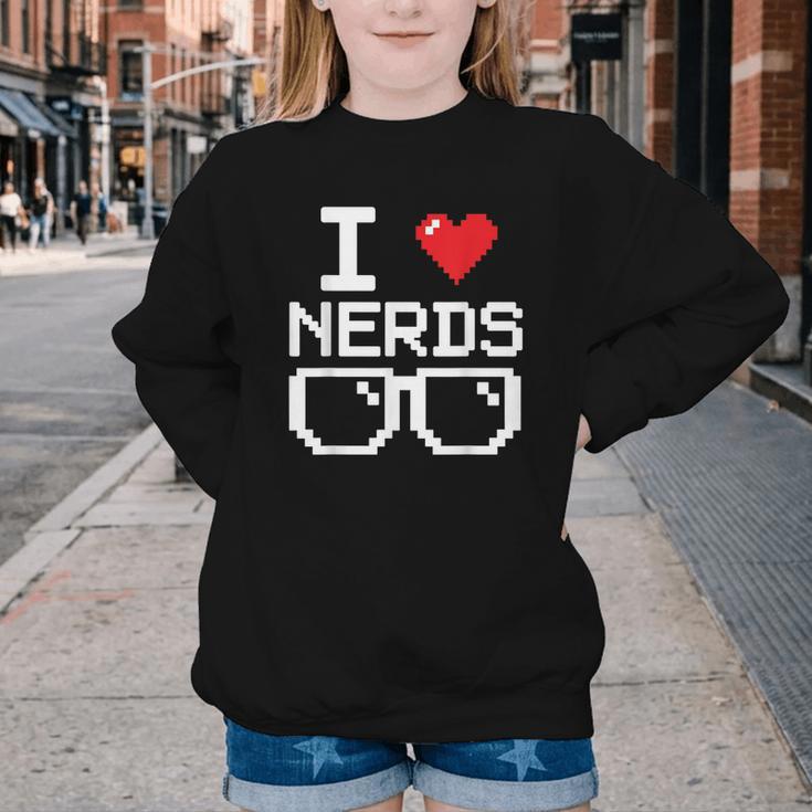 I Love Nerds I Heart Nerds For Science Book Knowledge Geeks Youth Crewneck Sweatshirt I Love Nerds I Heart Nerds For Science Book Knowledge Geeks Youth Crewneck Sweatshirt
