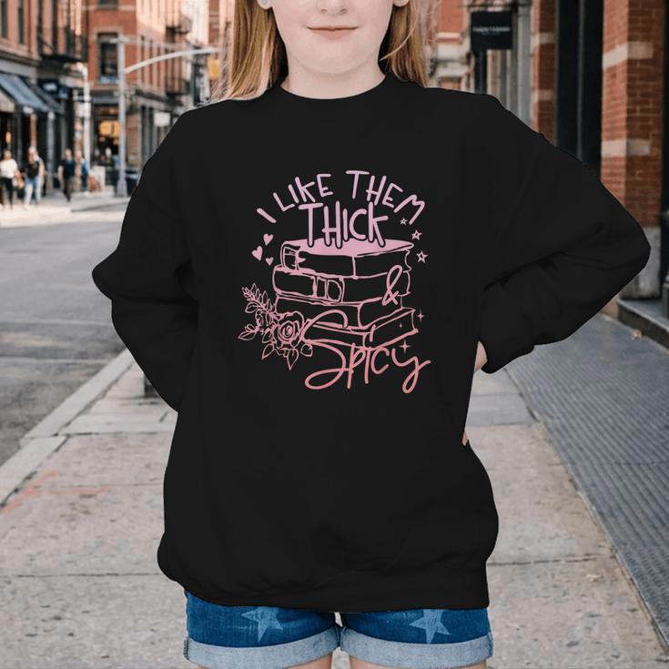 I Like Them Thick And Spicy Booktok Reader Youth Crewneck Sweatshirt